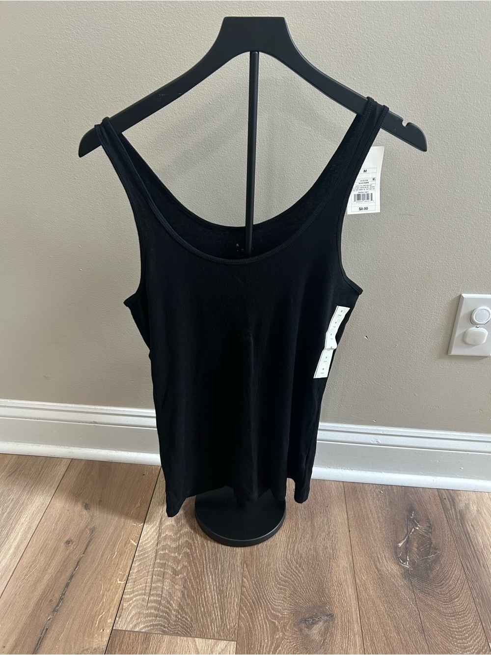 A New Day Medium Black Ribbed Tank Top NWT